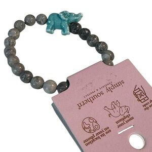 Simply Southern Elephant Tracker Beaded Bracelet Gray Marbled & Blue Turquoise